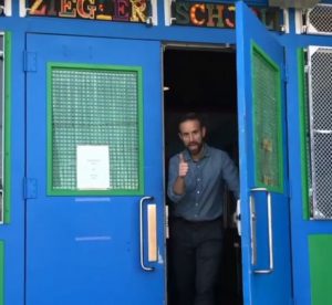 Mr. Berretta exiting Ziegler Elementary