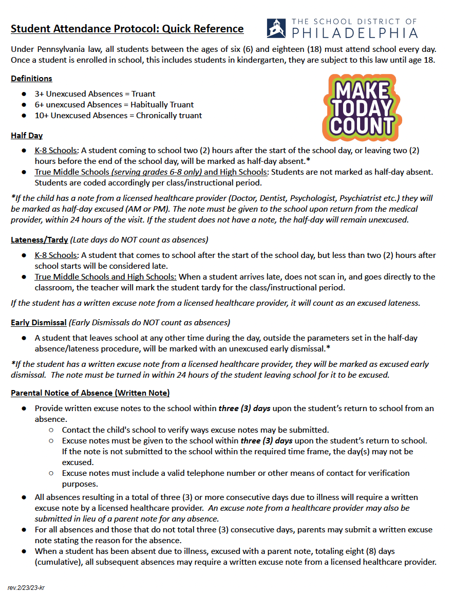 SDP Attendance Protocol